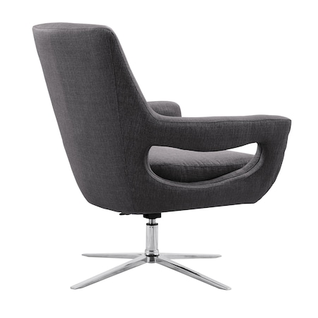 Armen Living Quinn Contemporary Adjustable Swivel Accent Chair in Polished Chrome Finish with Gray Fabric LCQUCHGR